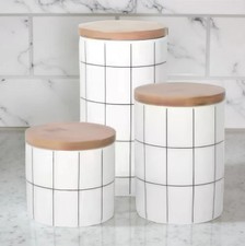 Bocaux de Rangement Modernes en Céramique avec Couvercles en Bambou – Contenants