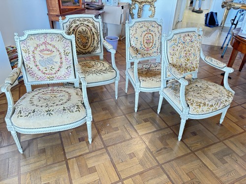 Fauteuils louis tapisserie - fauteuils,