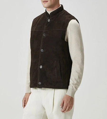 Gilet suède marron foncé - suède,