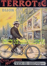 Vélo motorettes  - Terrot & Cie Dijon 21 - 1905- sympa !-  affiche plastifiée