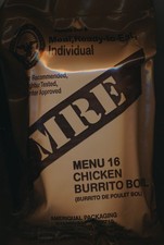 PORT OFFERT Rare Ration combat USA MRE MENU 16 BURRITO POULET Emb. 2024