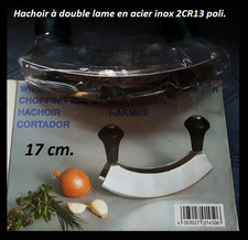 Hachoir double lame inox 2CR13 poli de 17 cm