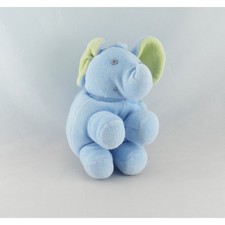 Doudou éléphant bleu vert