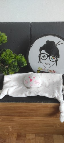 Doudou plat chat blanc étoile