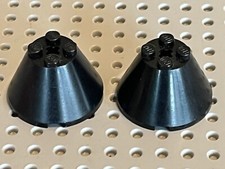 2 x LEGO Black Cone 4x4x2 with
