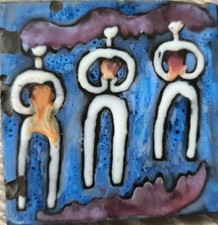 carreau en céramique émaillée années 60 Travail Français Non Signé 