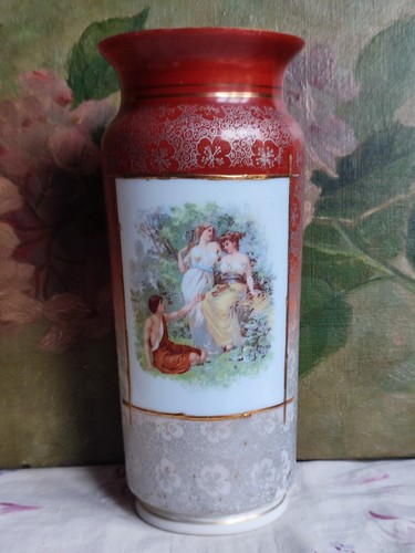 Ancien vase opaline décor - ancien,