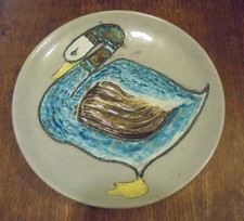 ANCIENNE GRANDE COUPE  A DÉCOR D'UN CYGNE  ET SIGNÉE BAYER 1955/69 D1