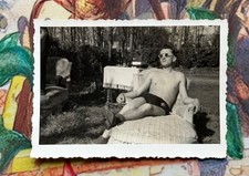 PHOTO WW2 SOLDAT ALLEMAND WEHRMACHT FAIT BRONZETTE AVEC LUNETTES DE SOLEIL !