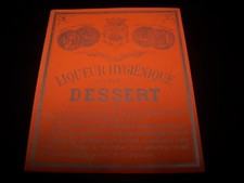 ancienne étiquette lithographie LIQUEUR HYGIENIQUE DESSERT chromo litho XIXème