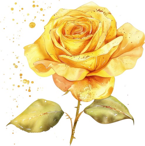 Aquarelle fleur dorée 9x9 - , cm