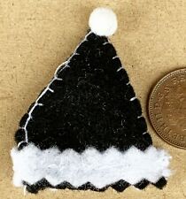 Maison De Poupée Chapeau De Noël En Feutre Noir Miniature Santa 1:12 T2 Tumdee