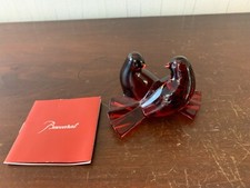 Couple colombes rouge en cristal de Baccarat