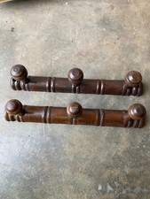 Lot de 2 porte manteaux mural bois à 3 patères, vintage