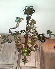 Lustre en bronze style Rococo C.1900 à electrifier chandelier 6 feux h: 103cm