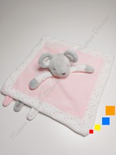 Doudou Plat Mouchoir Souris Carré Rose Clair Blanc Gris Pois Rouge Okaïdi Obaïbi