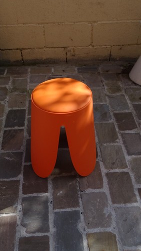 Vintage pouf tabouret orange - pouf,