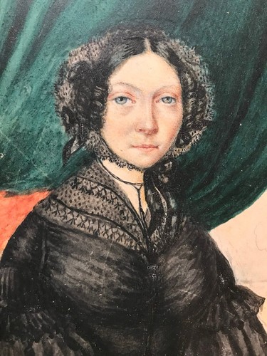 Aquarelle xixe portrait - -,