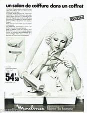 PUBLICITE ADVERTISING 026  1969  Moulinex  casque souple coffret sèche cheveux