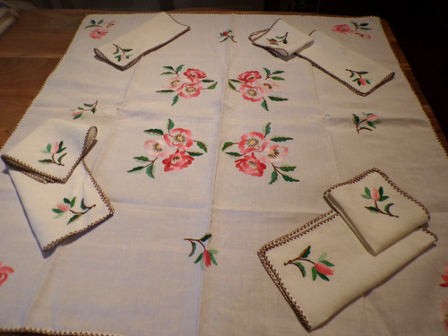 Linge ancien nappe thé - linge, a