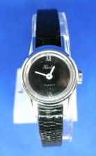 VINTAGE Montre Femme Watch Damen UHR HARLEY 672 RONDA Swiss Made Quartz NOIR