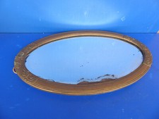 Ancien miroir ovale cadre en bois et platre vintage années 1950 style bistrot
