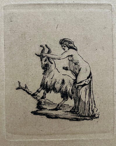 Femme chevre gravure eau - chevre,