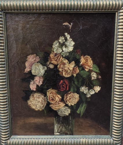 Tableau ancien signé bouquet - tableau,