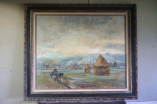 Jean D'ESPARBES (1899-1968) GRAND TABLEAU PAYSAGE VAIRES sur MARNE PARIS 1930