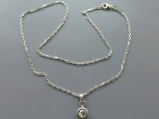 collier argent 925 poinçons 9,18gr tbé chaîne forçat 44cm maillon1,5mm ambre tbé