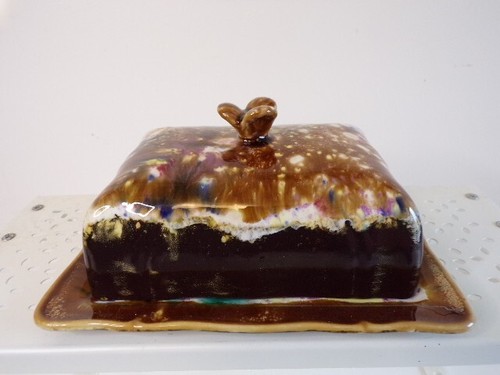 Beurrier faience polychrome - beurrier,