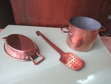 DINETTE POUPEE ANCIENNE CUIVRE ECUMOIRE (3 ELEMENTS)