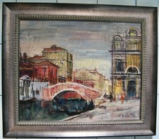 *3124* HST cesar bolletti ( 1915,1995 ) venise "rio dei mercanti" 61cm x 51cm