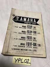 Yamaha 50 FS1P FS1P-DX 1J5 FS1F FS1F-DX 599  1976 catalogue pièces détachées