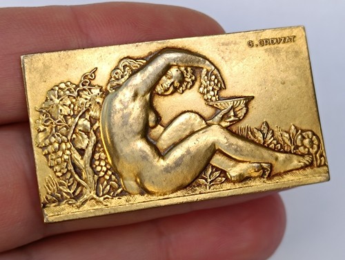 Médaille broche bronze doré - broche,