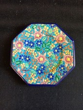 Assiette À Dessert Ancienne Octogonale Emaux de Longwy Diam. 19.5cm