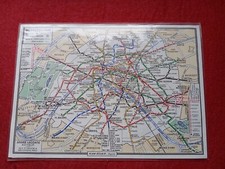 vintage petit plan plastifié recto/verso métro parisien + RER