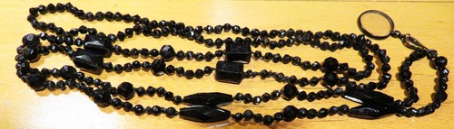 Sautoir ancien perles jais - sautoir,