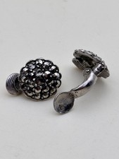 Paire De Clips Boucle Oreilles En Argent Et Strass #A19