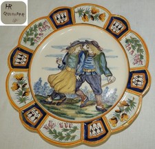 Assiette Faïence de QUIMPER - HR (Henriot) vers 1900 (24 cm, bon état)
