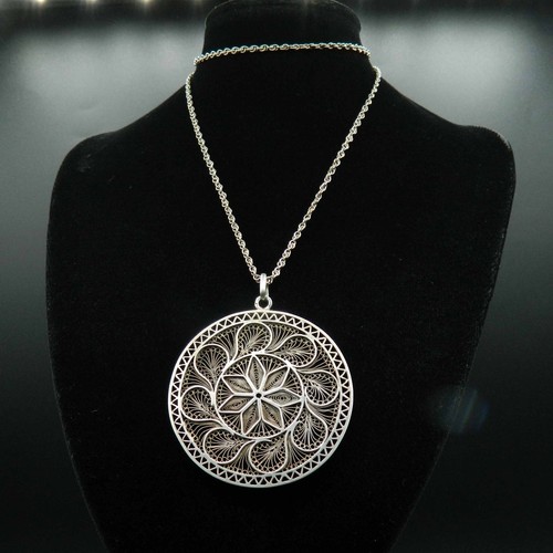 Ar41 ancien collier argent - en,