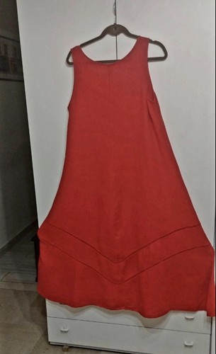 Robe longue lin rouge - robe,