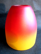 "Tulipe ART DECO SCHNEIDER pâte de verre orange et rouge pour veilleuse, H 8,5cm