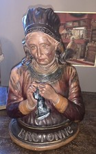 Statue buste de bretonne plâtre polychrome 1900's signé