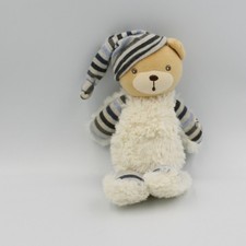 Doudou ours blanc bleu noir