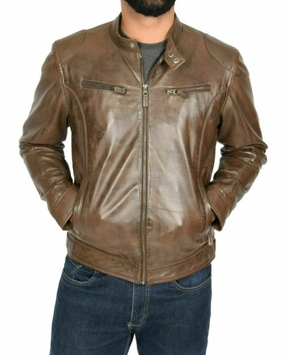 Veste rétro homme - cuir, agneau