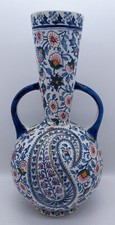 ANCIEN VASE À ANSES BLEUES