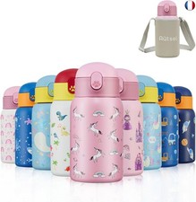 Autsel 400ml Gourde Isotherme Enfant avec Paille Bouteille Isotherme Étanche 