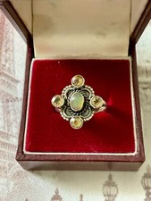 ANCIENNE BAGUE ARGENT MASSIF - OPALE ET  4 CITRINES VÉRITABLES - CREATEUR