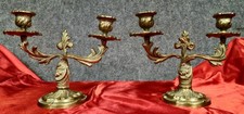 Bougeoirs en bronze doré style Louis XV rocaille vers 1900